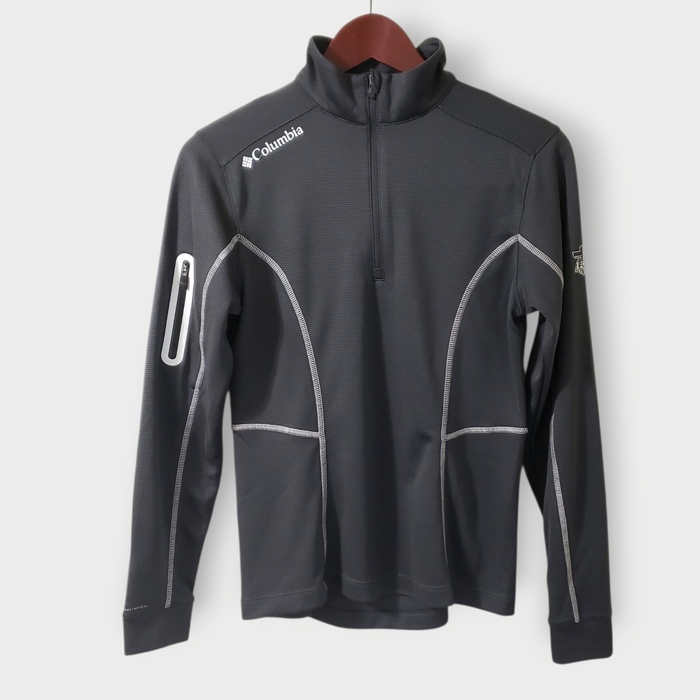 NWT Columbia Omni-Wick Womens Shotgun 1/4‎ Zip Golf Pullover Grey Sz Sm FCA Logo